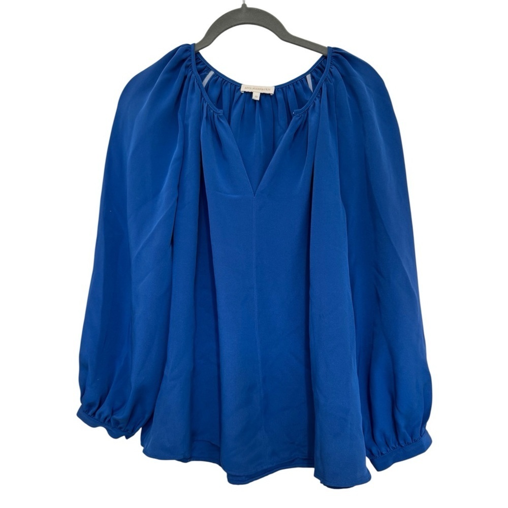 L1. Ann Mashburn Blue Royal Silk Long Sleeve Blouse